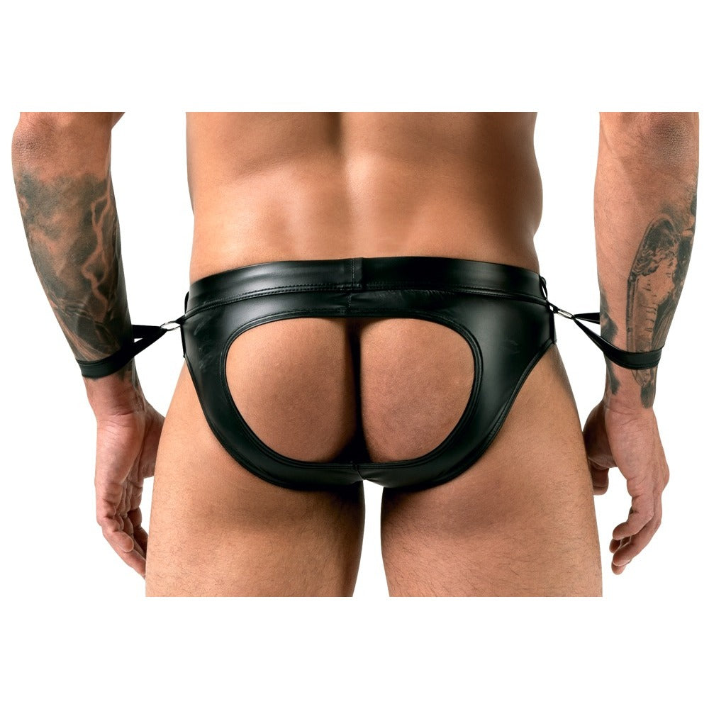 Svenjoyment Jock Brief with Handcuffs - Trendy Matte Look, Open Back Design & Adjustable Handcuffs