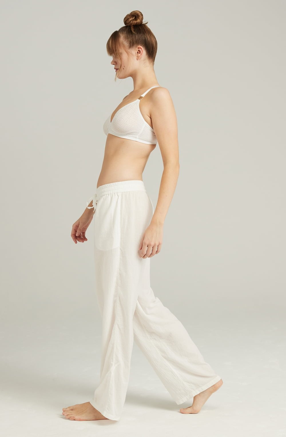 Elegant white organic cotton pajamas with soft, comfortable design