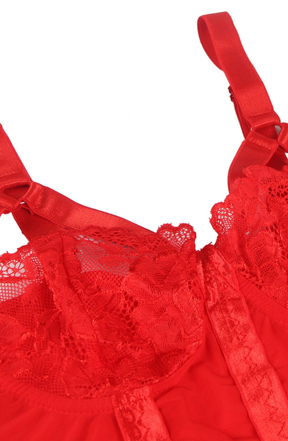 YesX YX858 Elegant Red Lace Bodysuit with Adjustable Straps & Underwired Cups