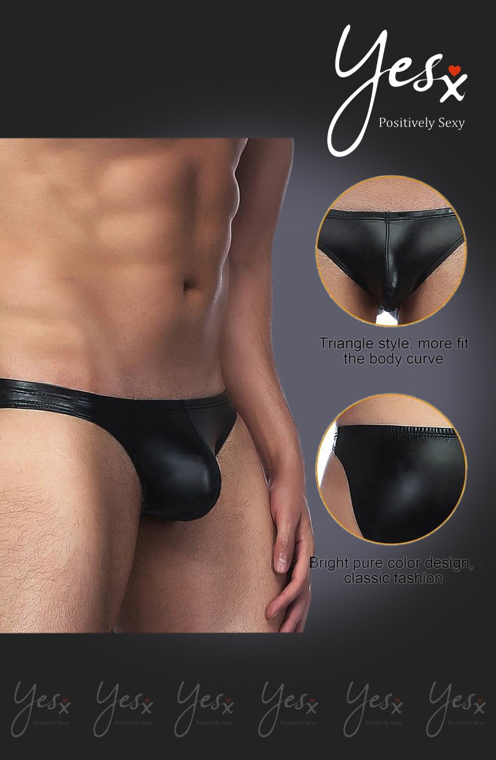 YesX YX969 Stretchy Men's Brief in Black - Enhanced Fit & Alluring Wet Look