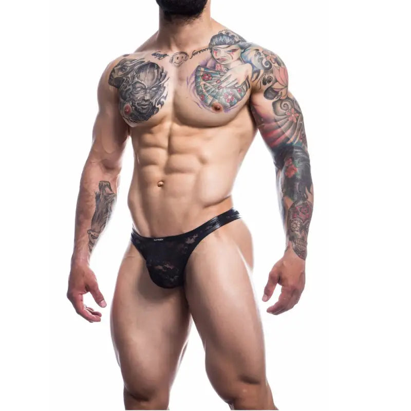 C4M L4CE Thong Black - Extra Large - Sexy Lingerie