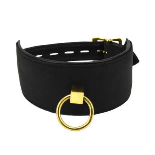 Bound Noir Nubuck Leather Collar with O Ring - Bondage Gear