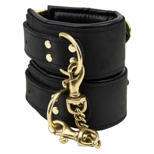 Bound Noir Nubuck Leather Slim Wrist Cuffs Bondage Gear