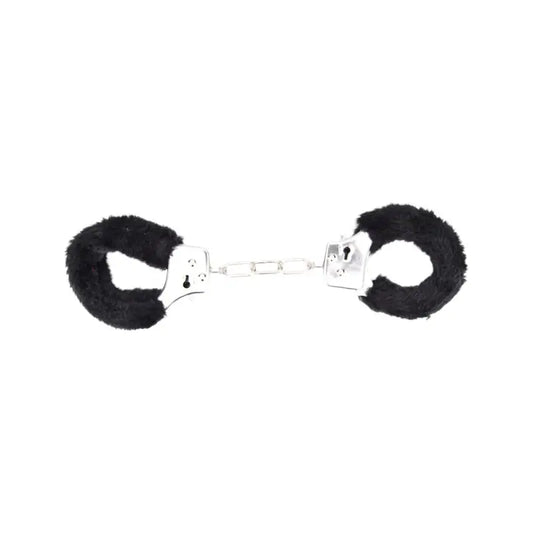Bound to Play. Heavy Duty Furry Handcuffs Black Bondage Gear