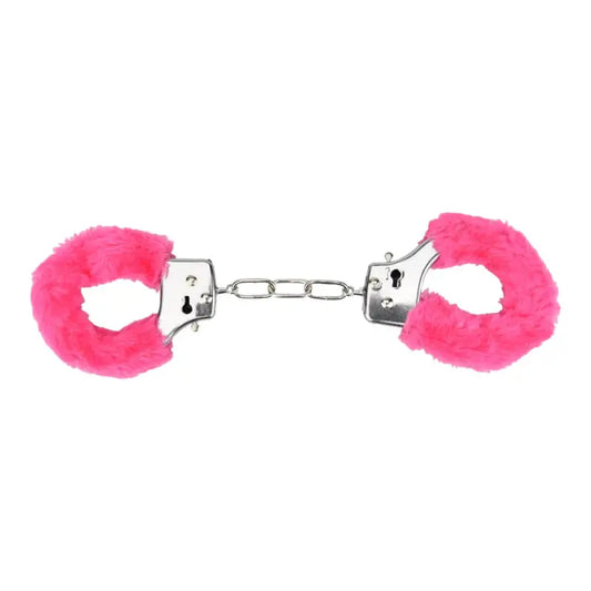 Bound to Play. Heavy Duty Furry Handcuffs Pink Bondage Gear