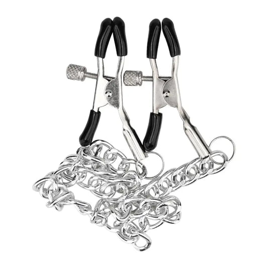 Bound to Please Adjustable Nipple Clamps & Chain - Bondage Gear