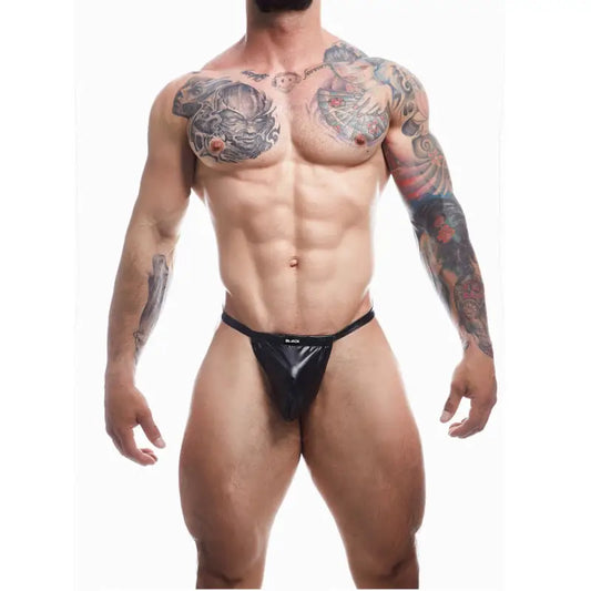 C4M Boost Black Leatherette G-String - Extra Large - Sexy Lingerie