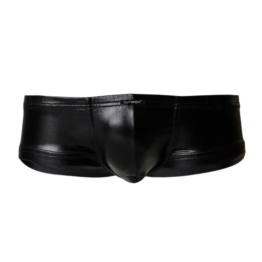 C4M Booty Shorts Black Leatherette - Extra Large - Sexy Lingerie