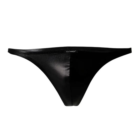 C4M Brazilian Brief Black Leatherette - Extra Large - Sexy Lingerie
