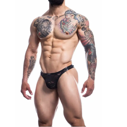 C4M L4CE Thong Black - Extra Large - Sexy Lingerie