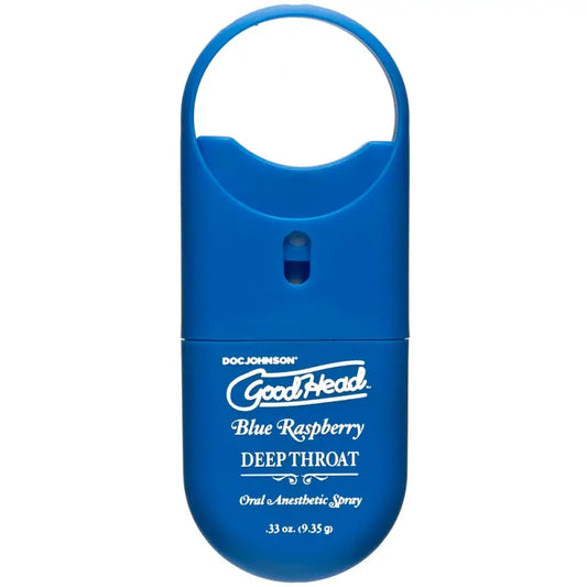 Doc Johnson GoodHead To Go Deep Throat Spray Blue Raspberry Essentials