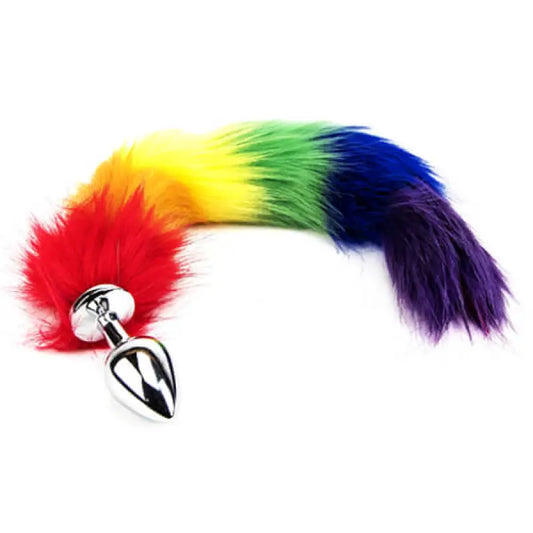 Furry Fantasy Rainbow Tail Butt Plug - Anal Sex Toys