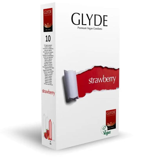 Glyde Ultra Strawberry Flavour Vegan Condoms 10 Pack Essentials