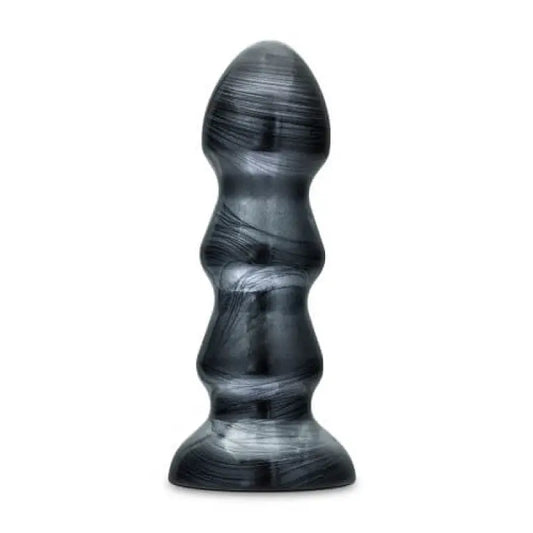 Jet Black Jack Large Ribbed Butt Plug 7 inches Anal Sex Toys