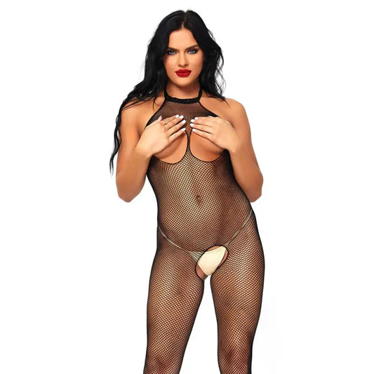 Leg Avenue Fishnet Halter Bodystocking - Sexy Lingerie
