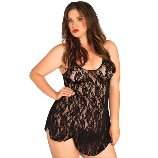 Leg Avenue Rose Lace Flair Chemise Plus Size - Sexy Lingerie