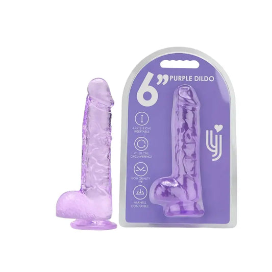 Loving Joy 6 Inch Dildo with Balls Purple Dildos