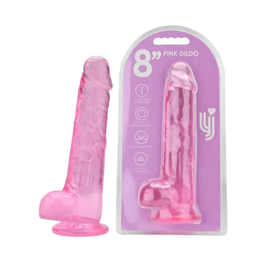 Loving Joy 8 Inch Dildo with Balls Pink Dildos