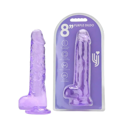 Loving Joy 8 Inch Dildo with Balls Purple Dildos