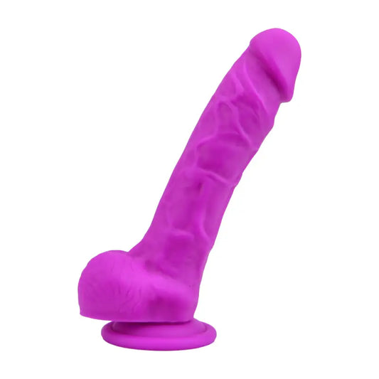 Loving Joy 8 Inch Realistic Silicone Dildo with Suction Cup and Balls Purple Dildos