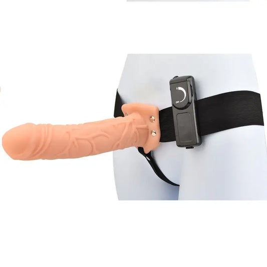 Loving Joy 8 Inch Vibrating Hollow Strap On Vanilla Sex Toys