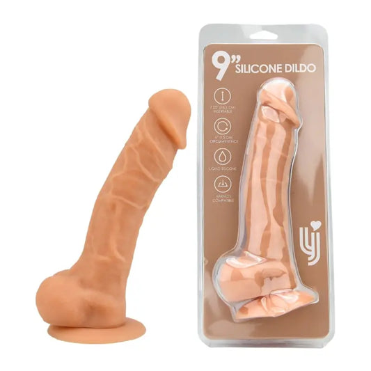 Loving Joy 9 Inch Realistic Silicone Dildo with Suction Cup and Balls Vanilla Dildos