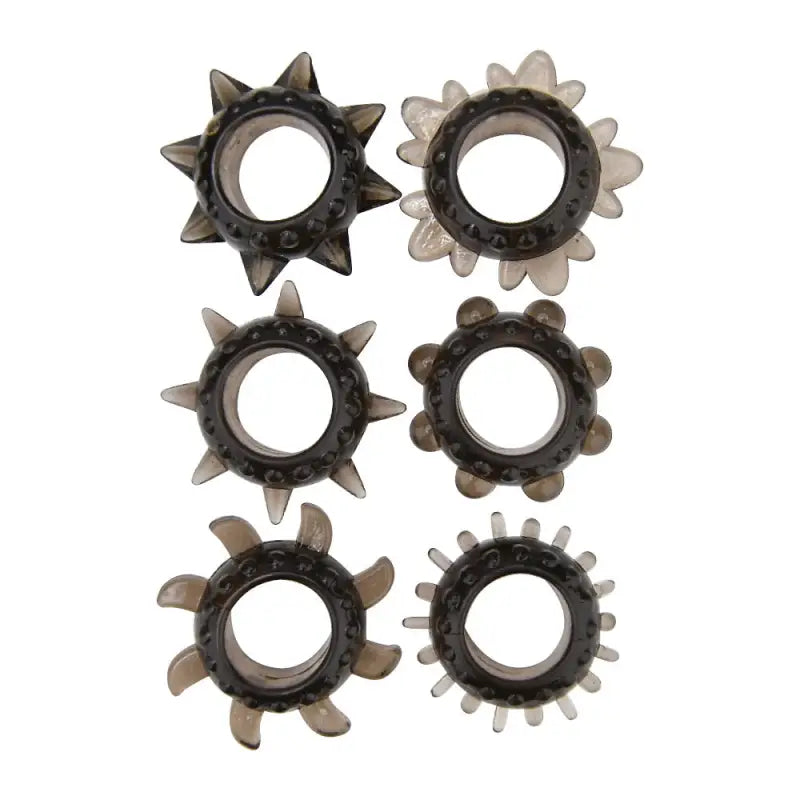 Loving Joy Textured Cock Ring Set (6 Pack) - Male Sex Toys