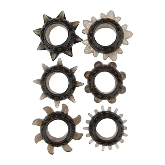 Loving Joy Textured Cock Ring Set (6 Pack) Male Sex Toys