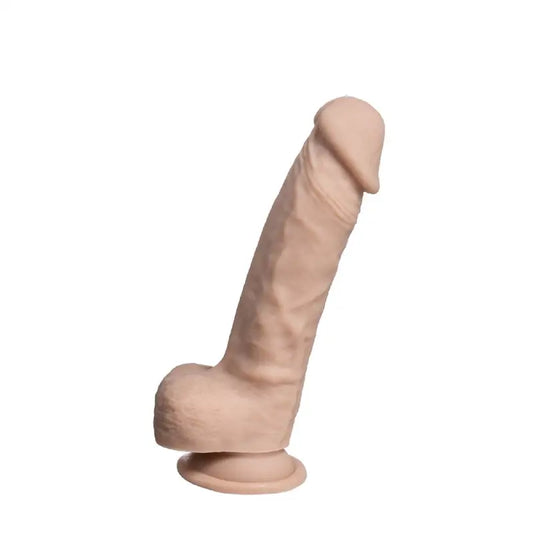 SilexD 7 inch Real Skin Liquid Silicone Dildo with Suction Cup and Balls - Dildos