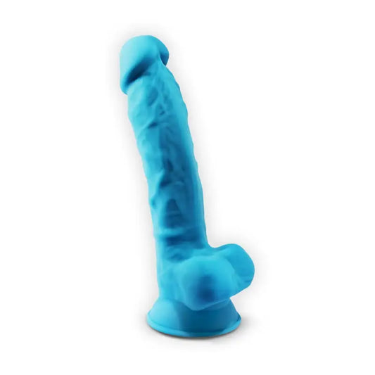 SilexD 7 inch Realistic Silicone Dual Density Dildo with Suction Cup and Balls Blue Dildos