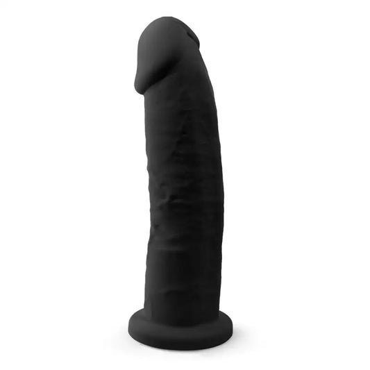 SilexD 9 inch Realistic Girthy Silicone Dual Density Dildo with Suction Cup Black - Dildos