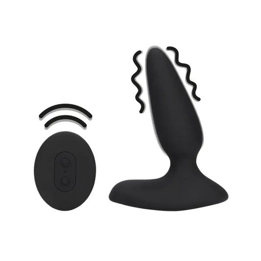 Smooth Vibrating Anal Plug with Remote Control Black - Anal Sex Toys